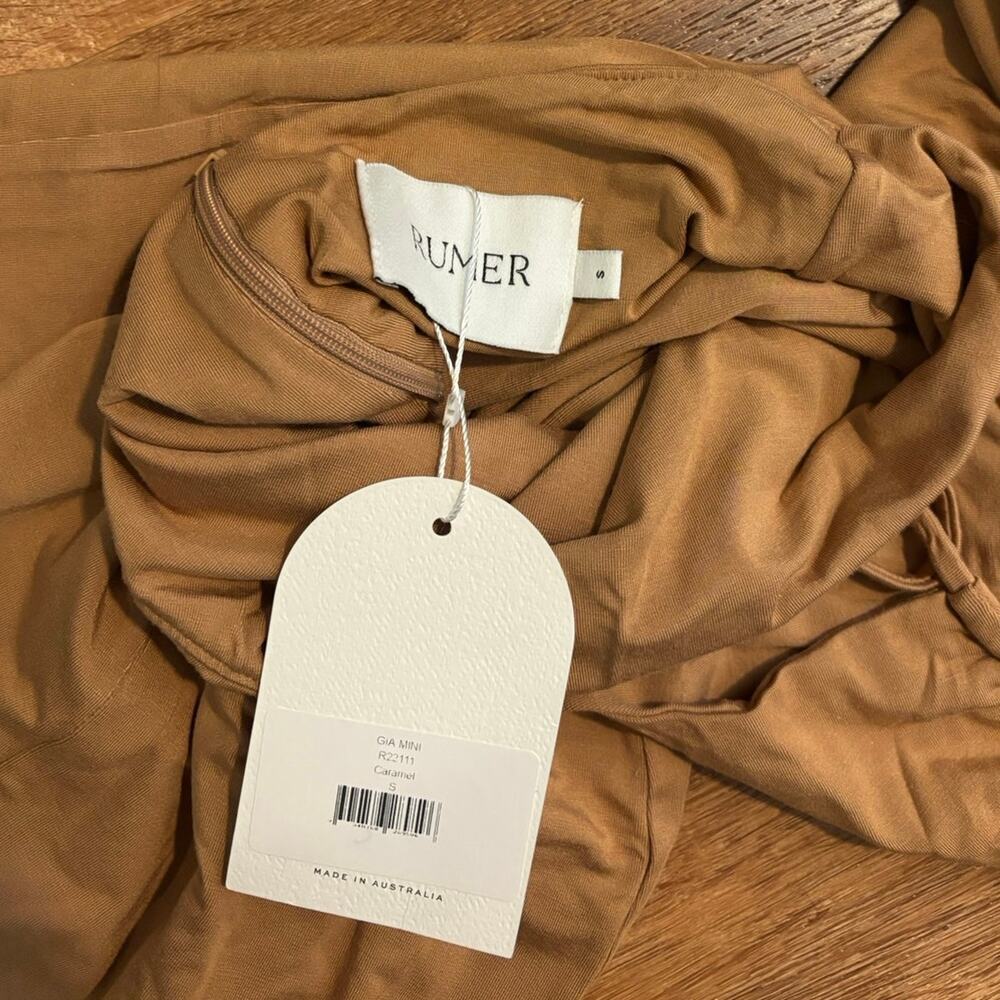 NWT Rumer Gia Mini Dress In Caramel Size Small - Picture 10 of 10